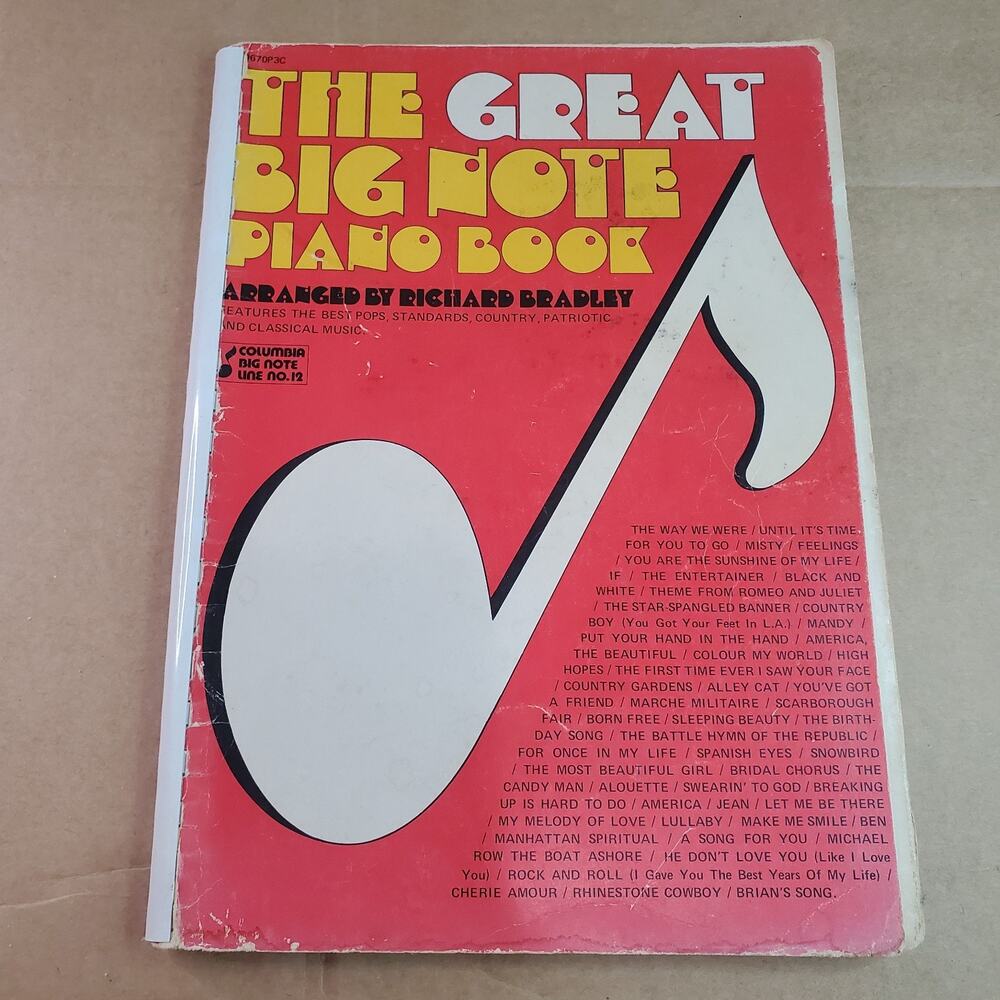 The Great Big Note Piano Book Richard Bradley 1978 Sheet Music DAMAGED READ